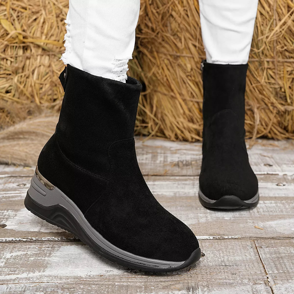 Suede Ankle Boots with Wedge Heel