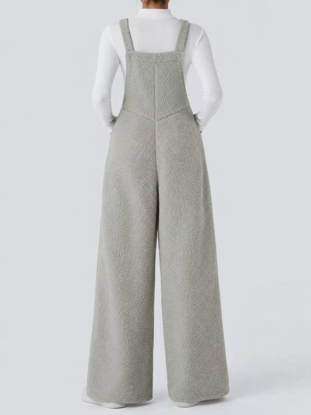 Mock Neck Top and Fleece Overalls Set