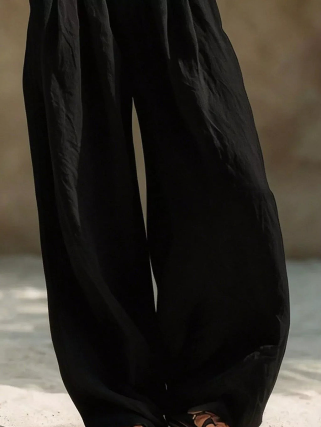 Full Size Elastic Waistband Wide Leg Pants Plus Size