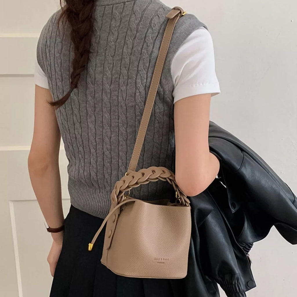 PU Leather Bucket Crossbody Bag