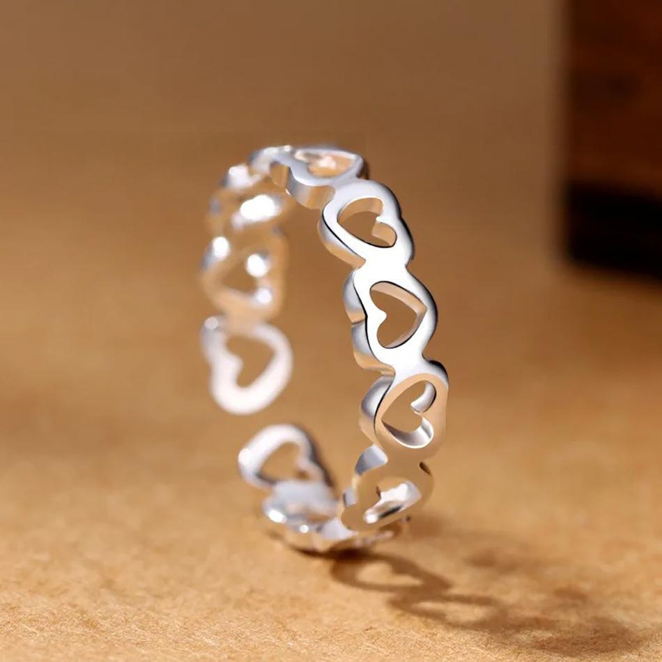 Sterling Silver Heart-shaped Ring For Women