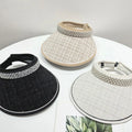 Pearl Detail Checkered Sun Visor Hat