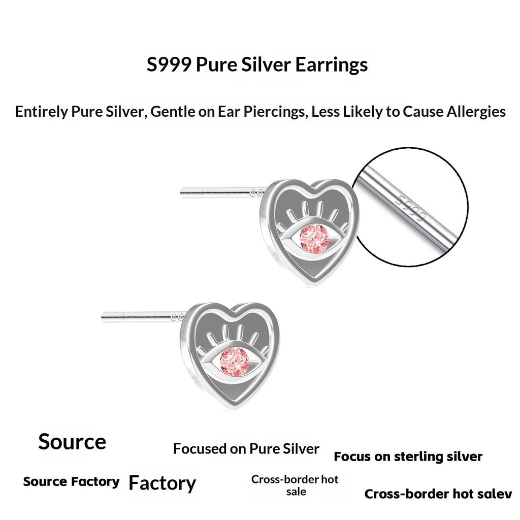 Exquisite Sterling Silver Heart-shaped Earrings
