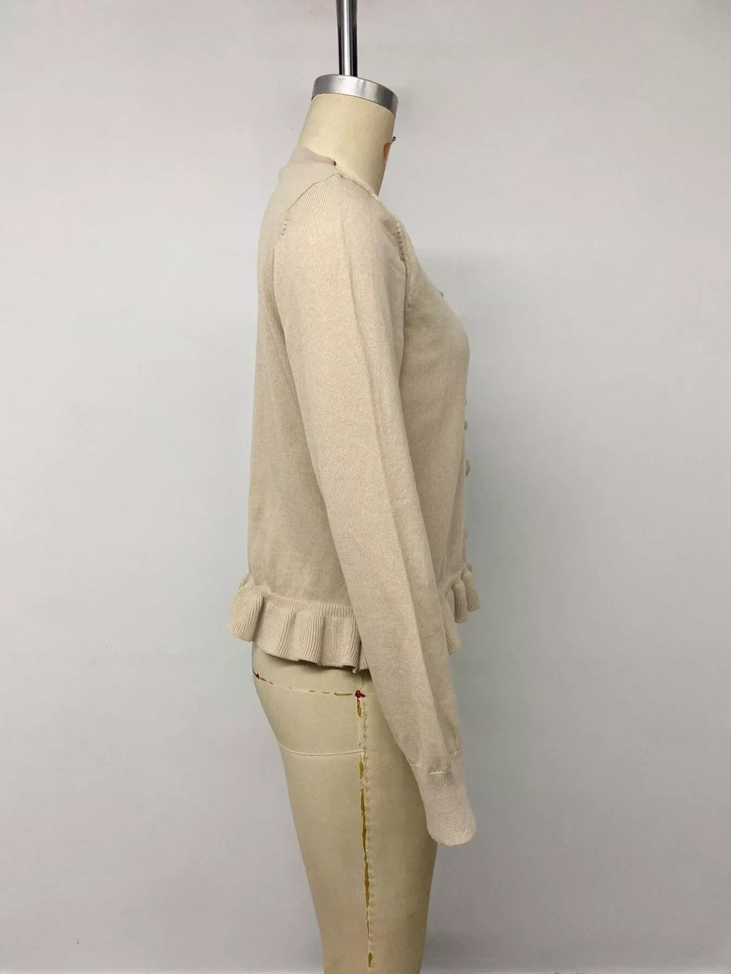 Ruffle Hem Button-Up Cardigan