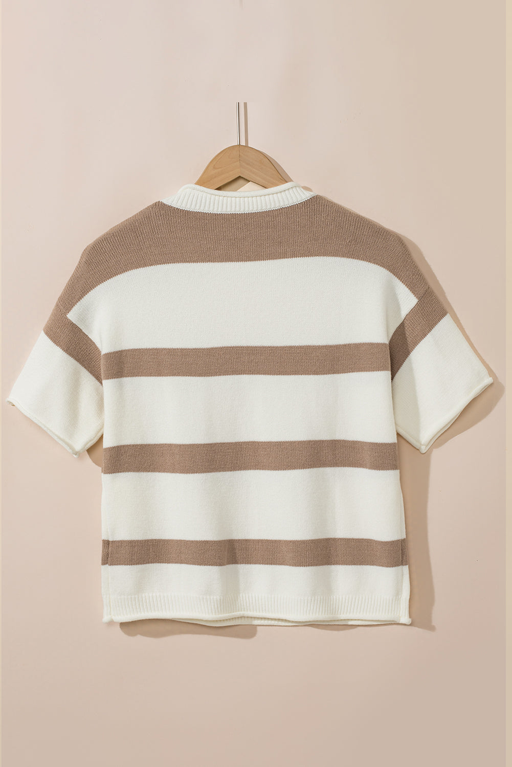 Stripe Knit Dropped Short Sleeve Sweater