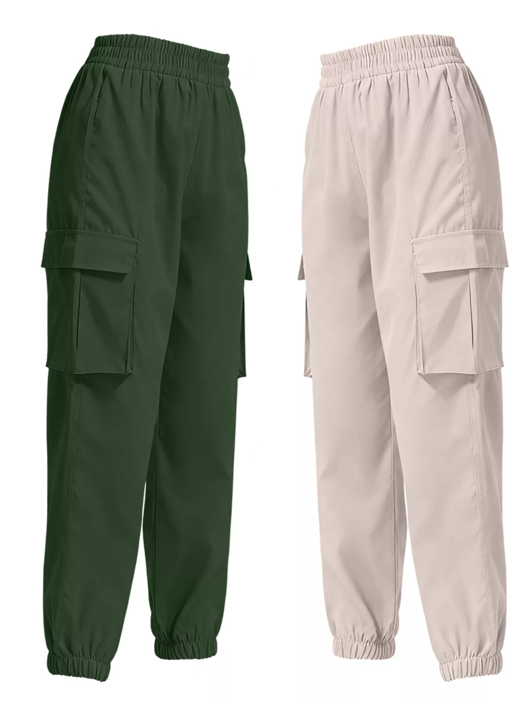2 Piece Elastic Waist Cargo Pants
