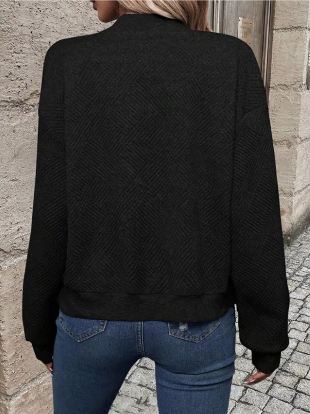 Textured Knit Zip-Up Jacket