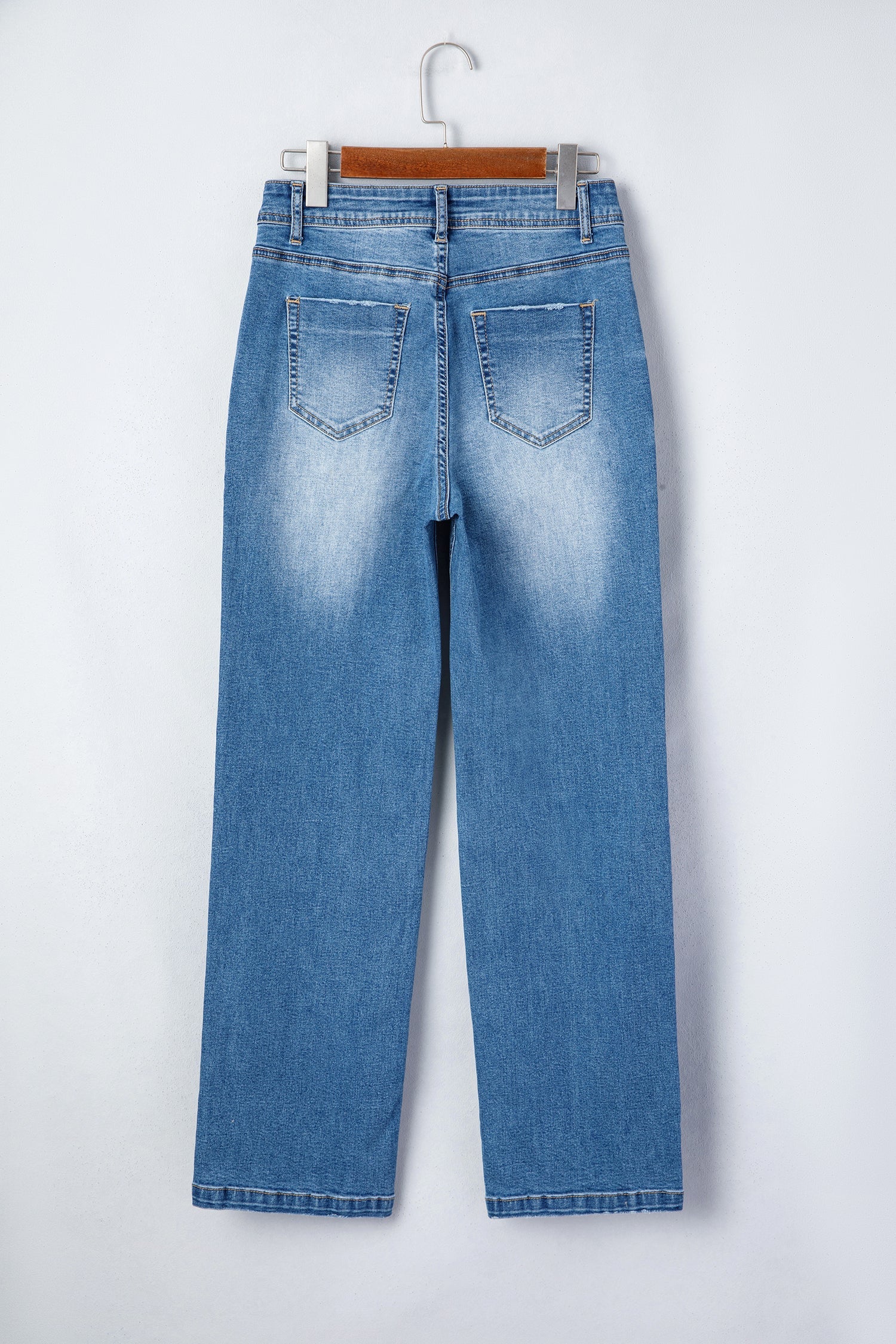 Myosotis Acid Washed Straight Leg Full Length Casual Jeans