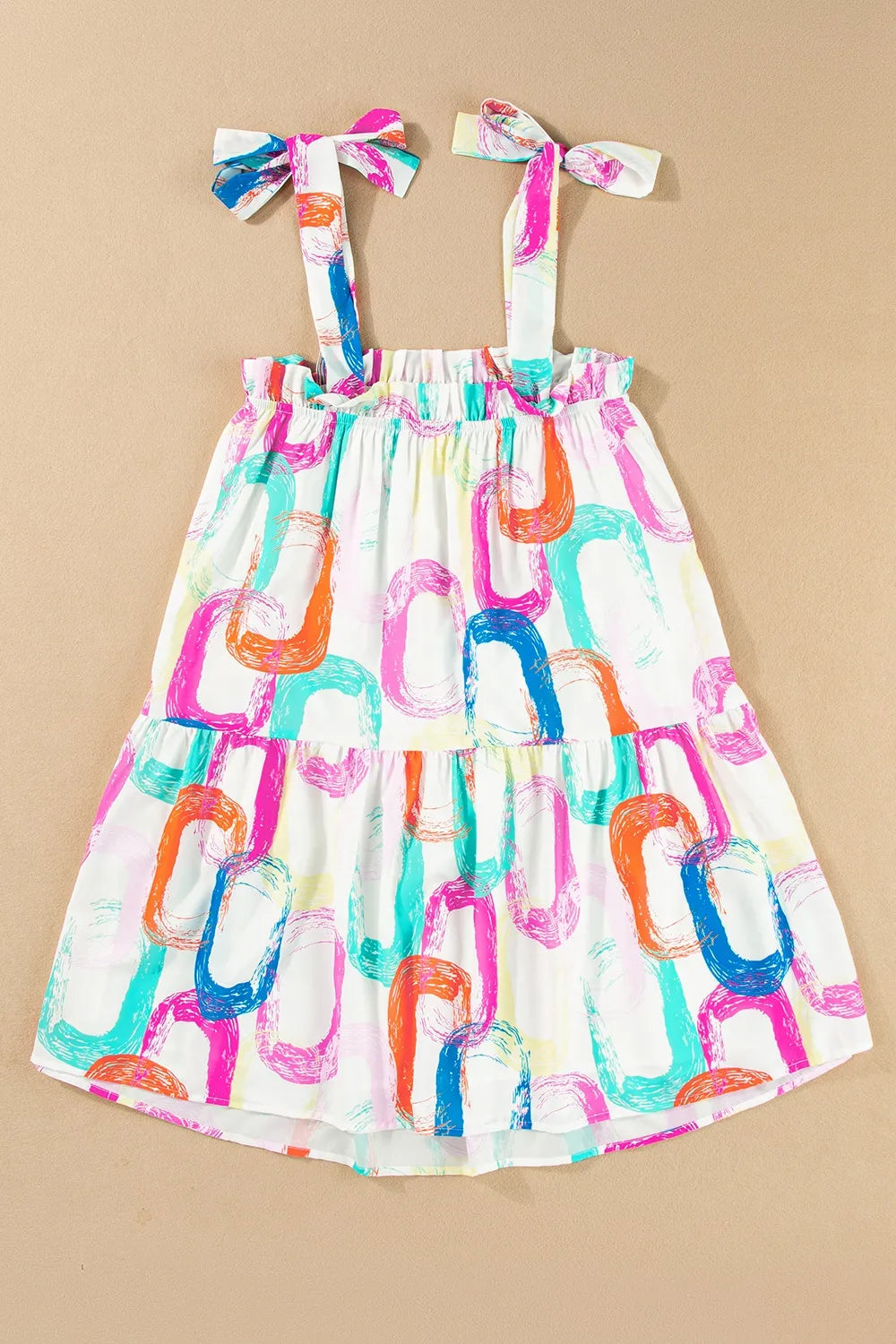 Tied Printed Sleeveless Mini Dress