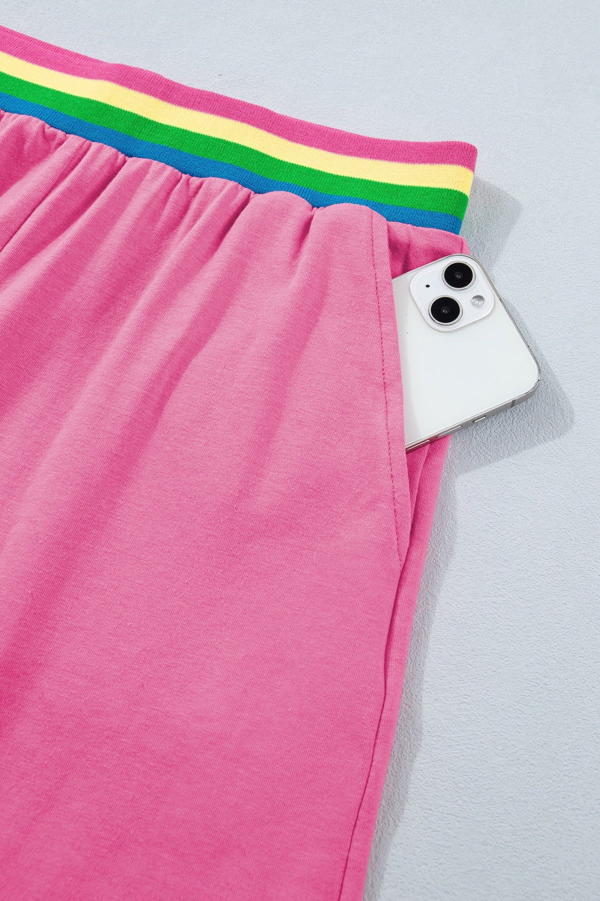 Solid Tee & Stipe Waistband Short Set