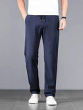 Men's Plus Size Casual Drawstring Straight-Leg Pants