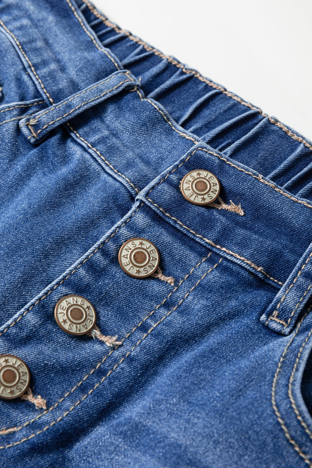 Denim Buttoned Fly Tapered Barrel Leg Jeans
