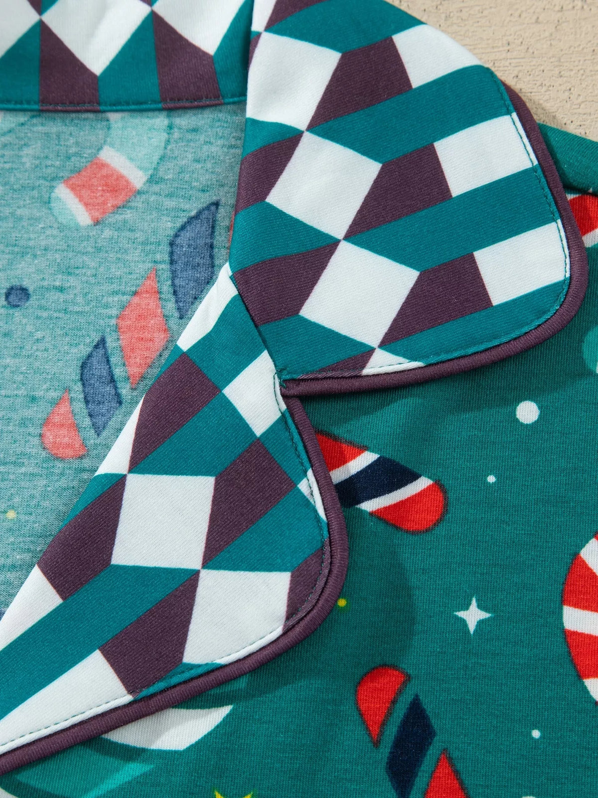 Abstract Candy Cane Print Long Sleeve Two Piece Lounge Set