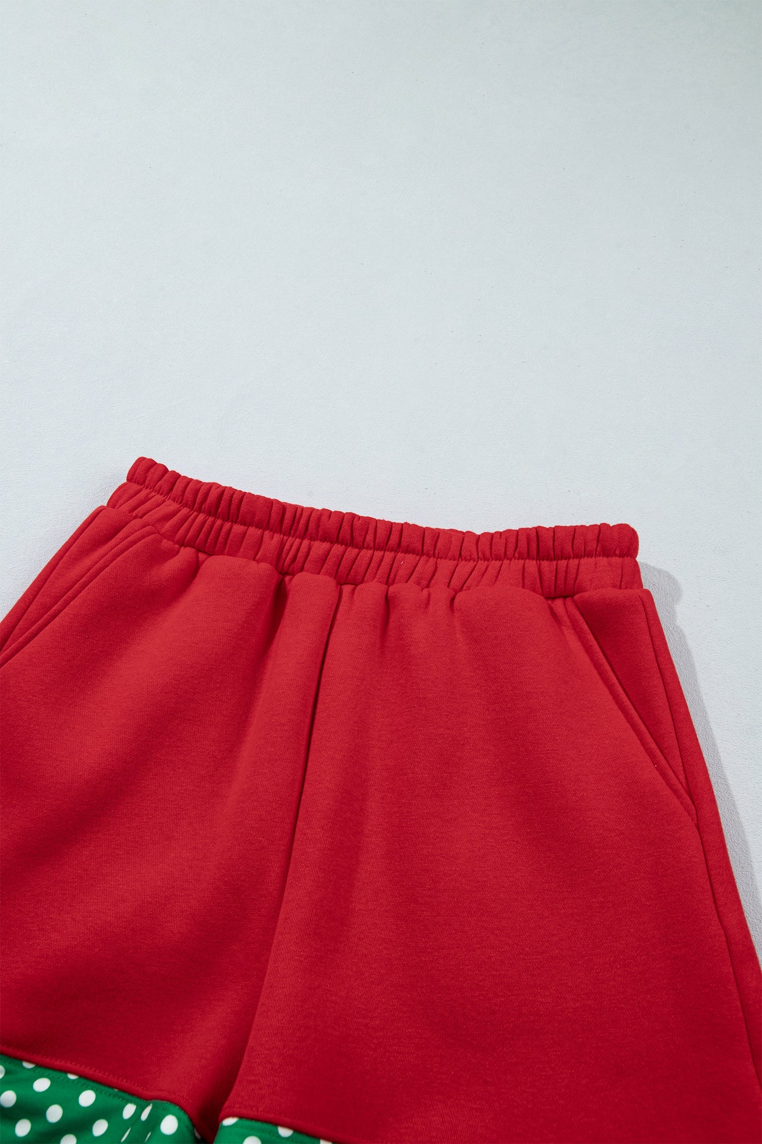 Racing Red Polka Dot Trim Baggy Pullover 2pcs Short Set