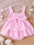Children's Bow-Knot Gingham One-Piece Dress