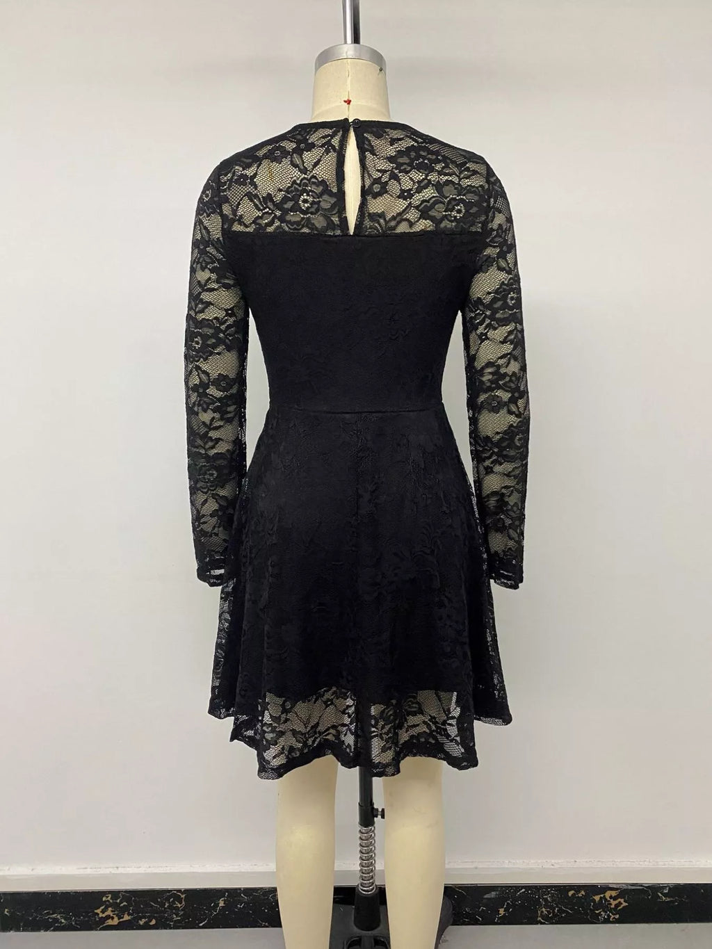 Elegant Lace Long Sleeve Mini Dress