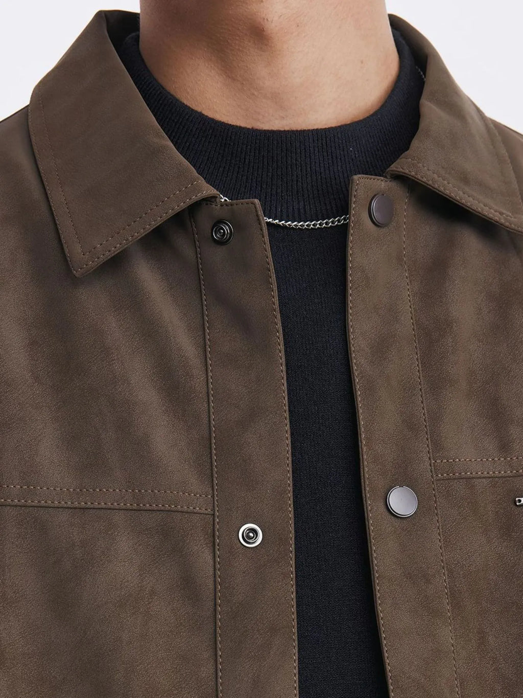Men's Plus Size Button Up Long Sleeve Jacket
