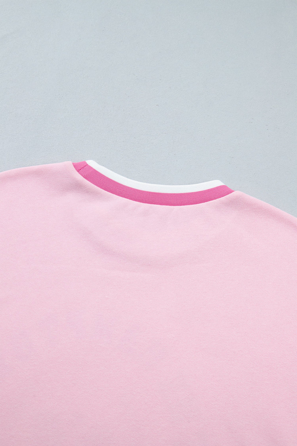Pink Embroidered Tennis Club Crew Neck Pullover Sweatshirt