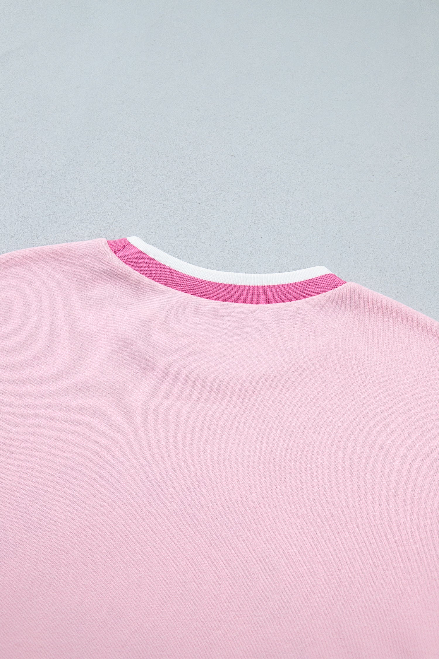 Pink Embroidered Tennis Club Crew Neck Pullover Sweatshirt