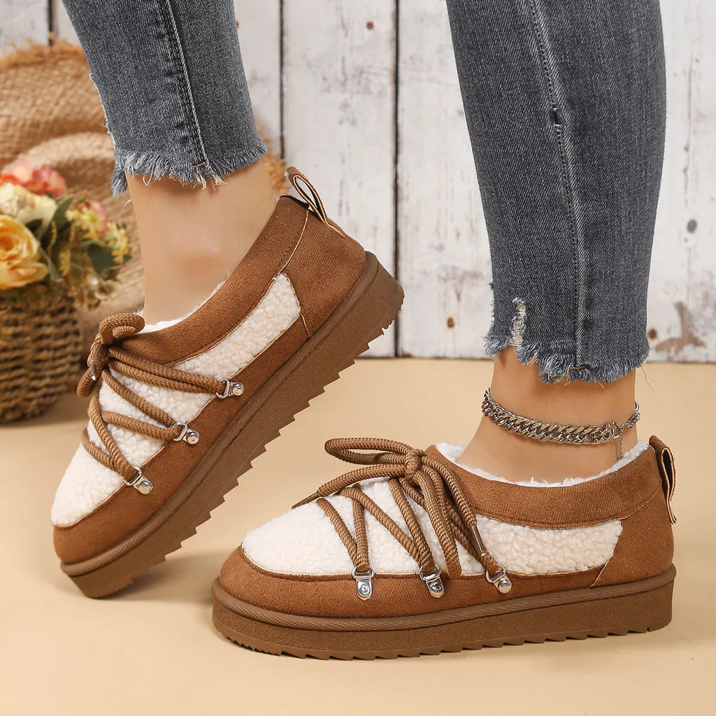 Lace Up Round Toe Platform Ankle Boots