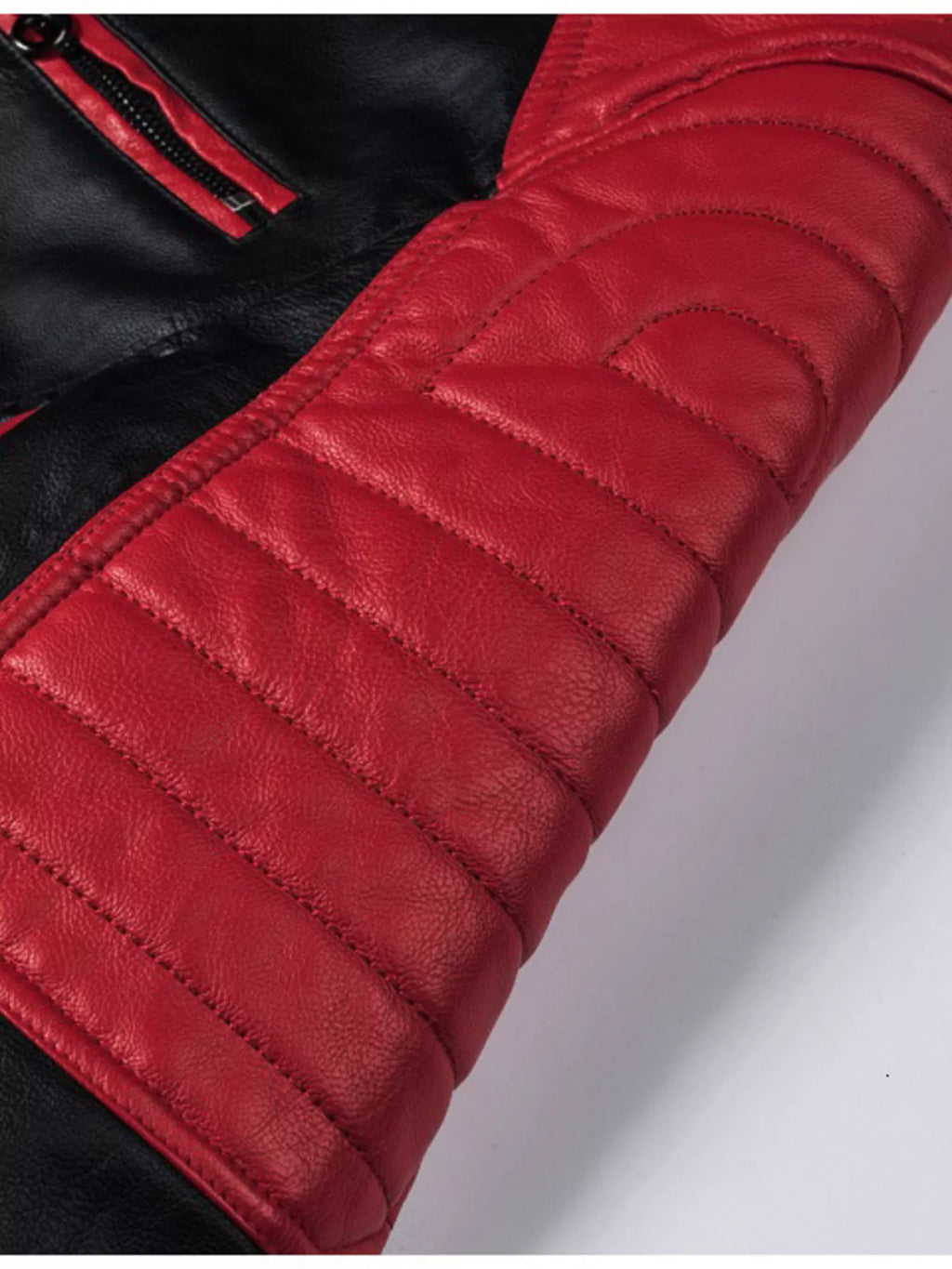 Men's Plus Size Two-Tone Slim Fit Motorcycle Leather Jacket