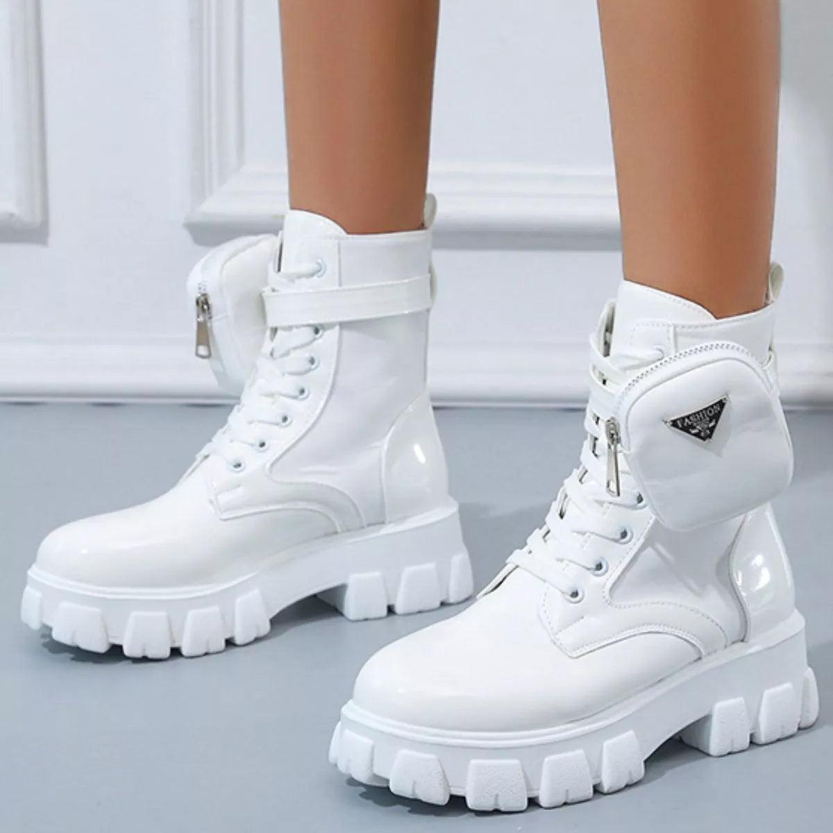 Lace Up Platform Ankle Boots
