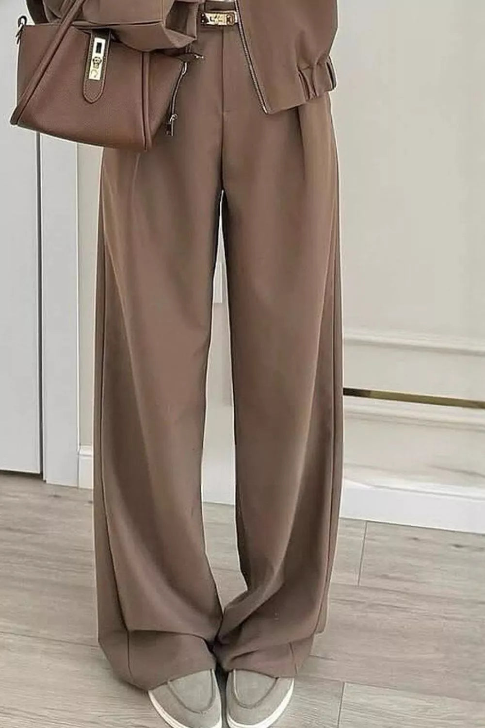 Zip-Up Jacket and Wide-Leg Pants Set