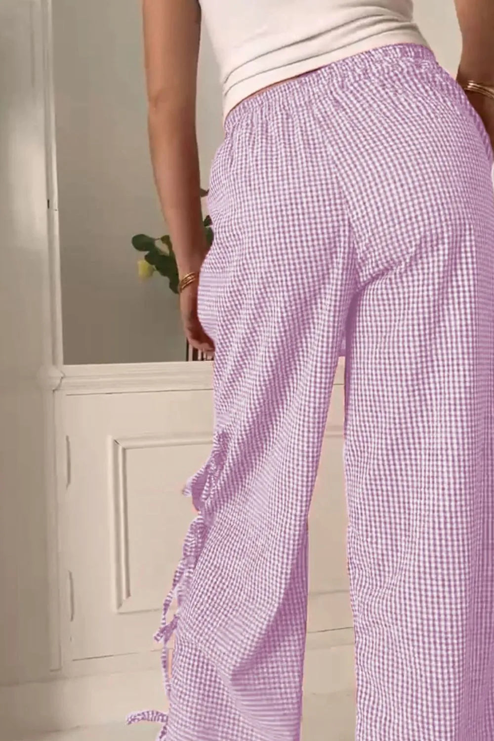 Side Tied Pants with Pockets