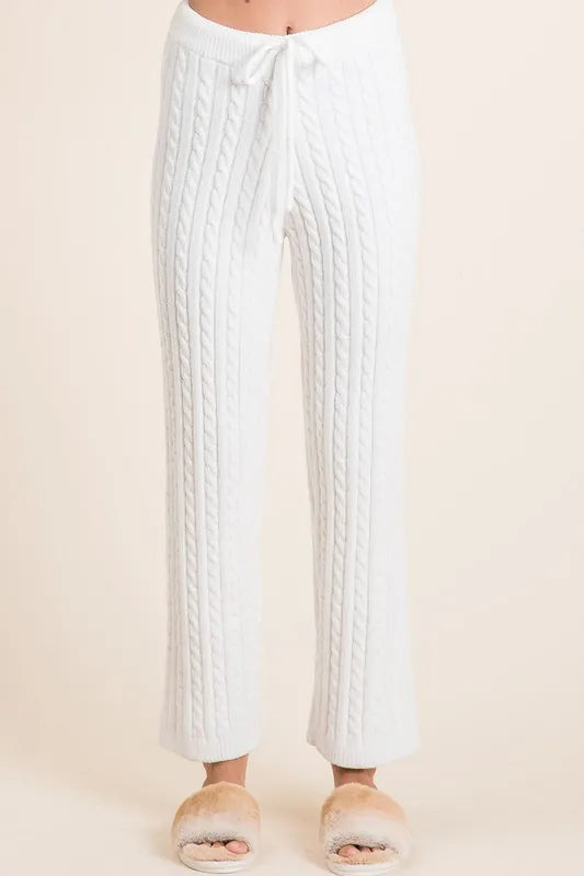 BiBi Cable-Knit High Waist Sweater Pants