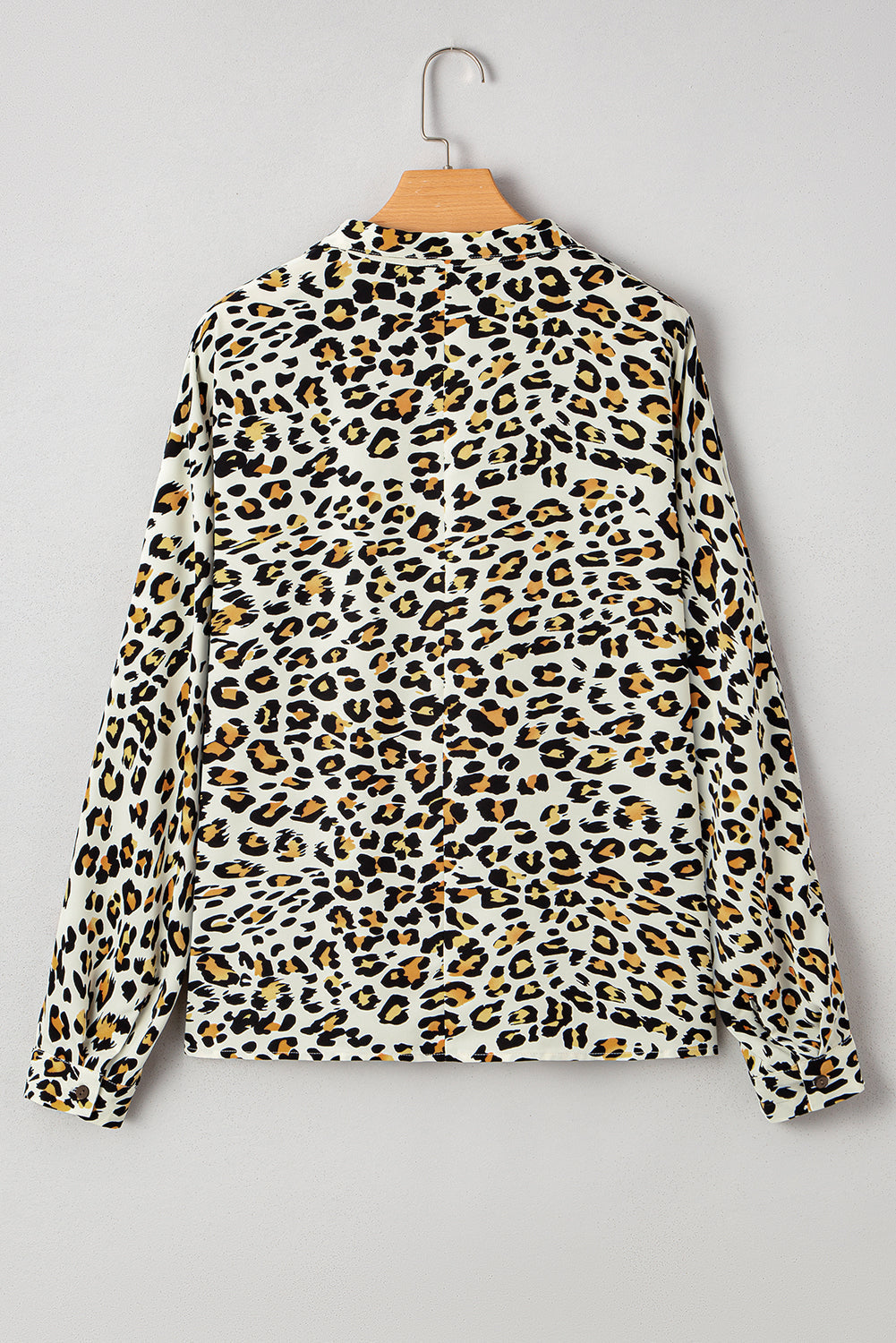 Leopard Contrast Stripe V-Neck Long Sleeve Blouse