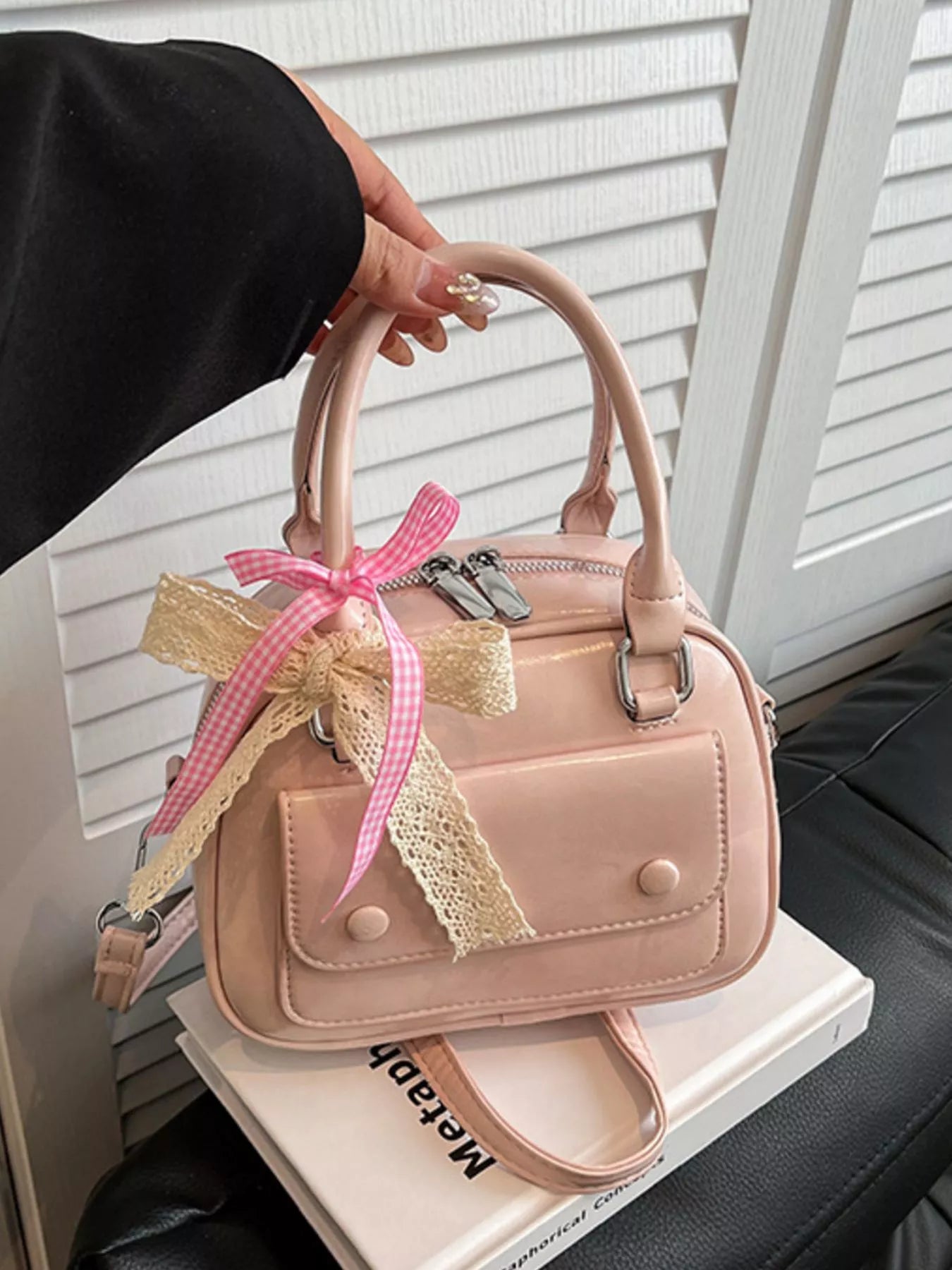 Bow Decor Top Handle Handbag