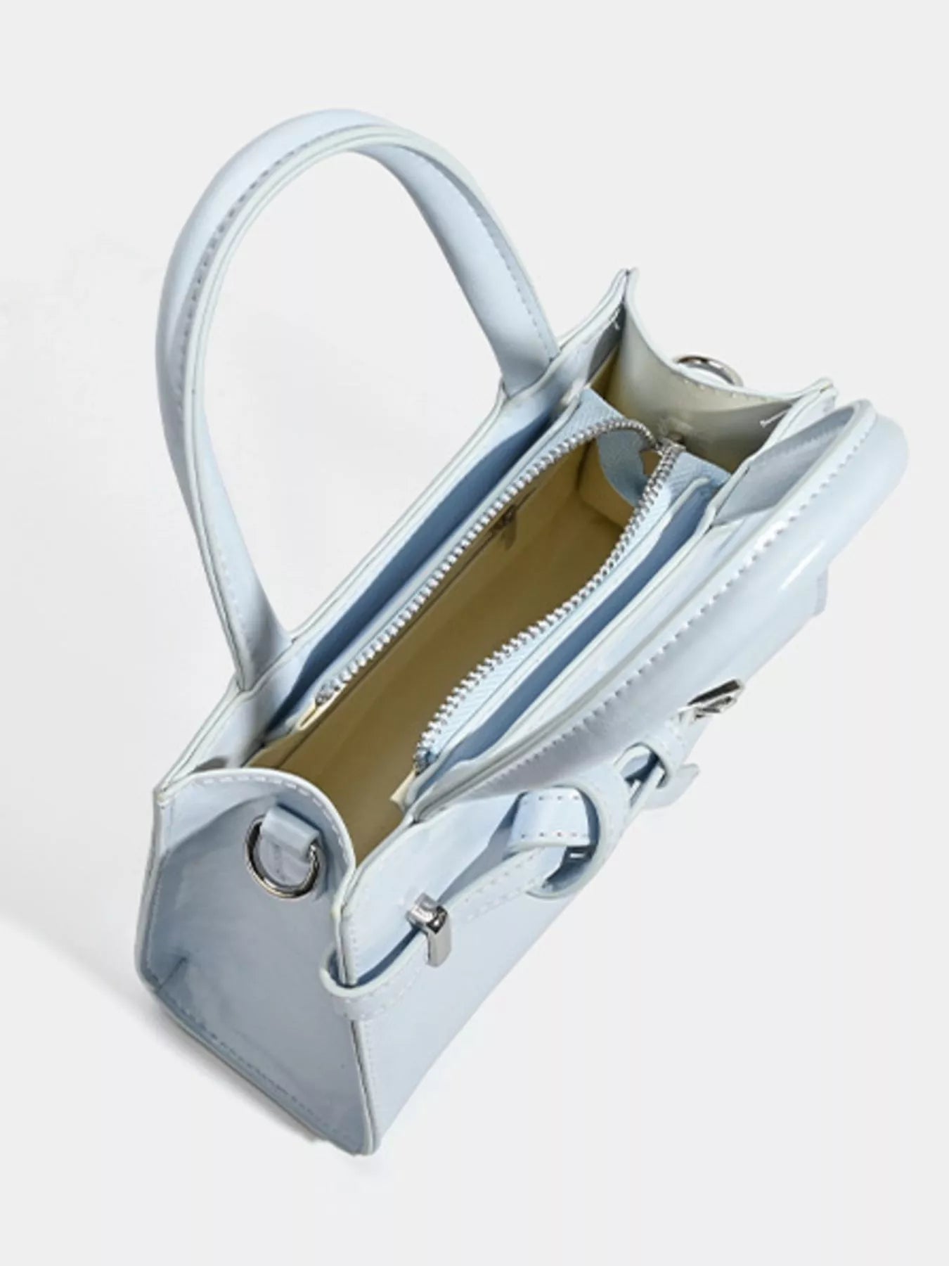 Buckle Decor Top Handle Handbag