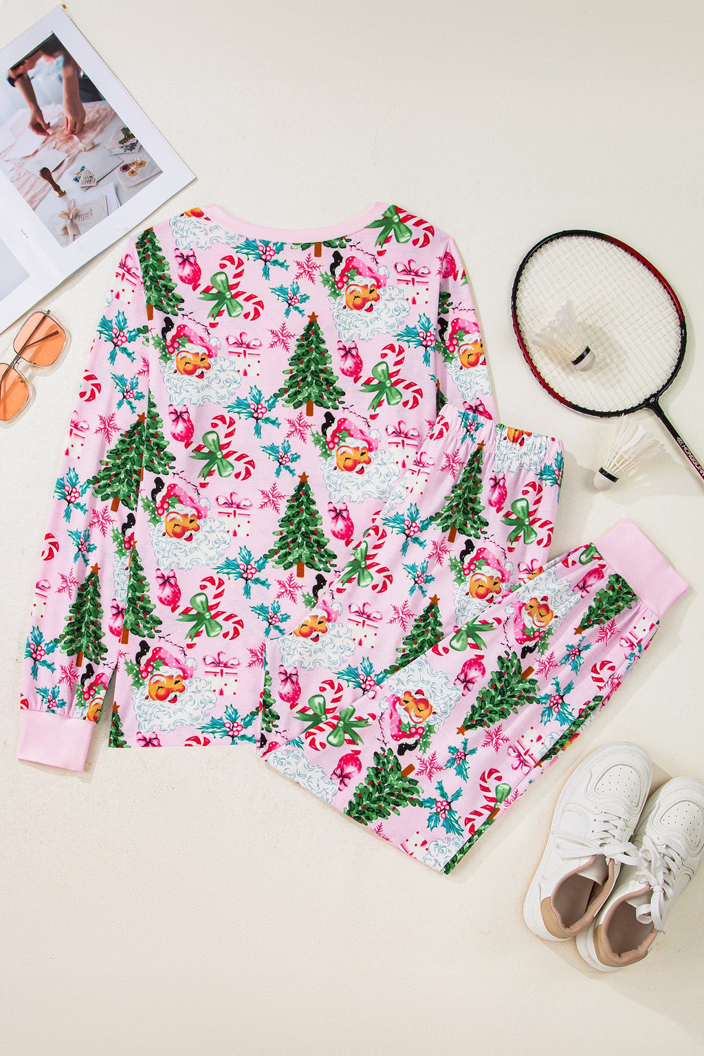 Christmas V-Neck Pullover & Pants Pajama Set