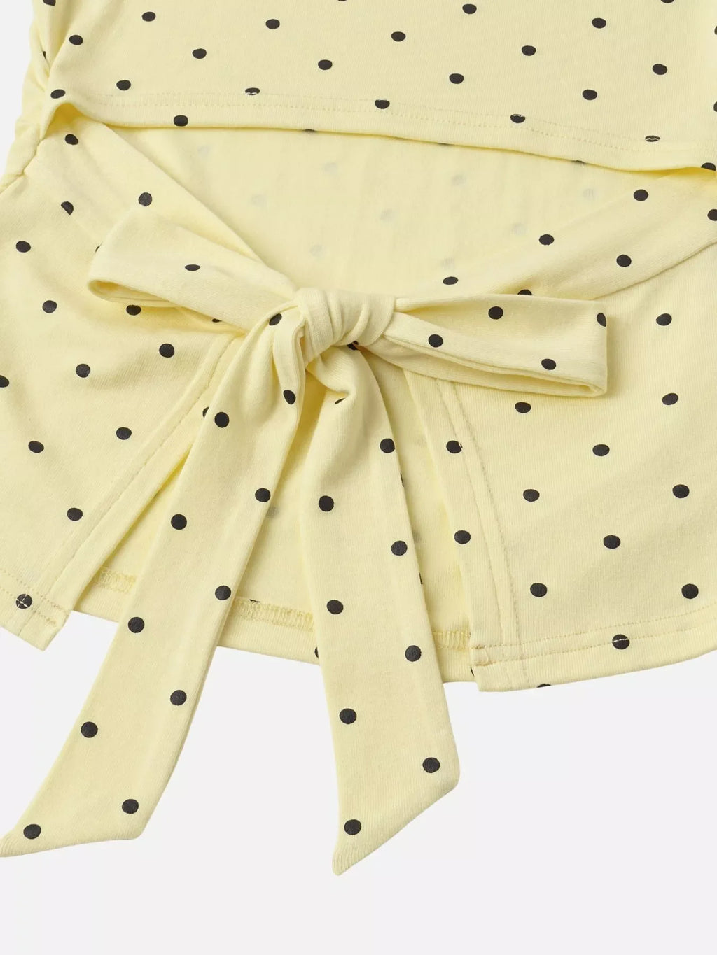 Long Sleeve Polka Dot Tie Back T-Shirt