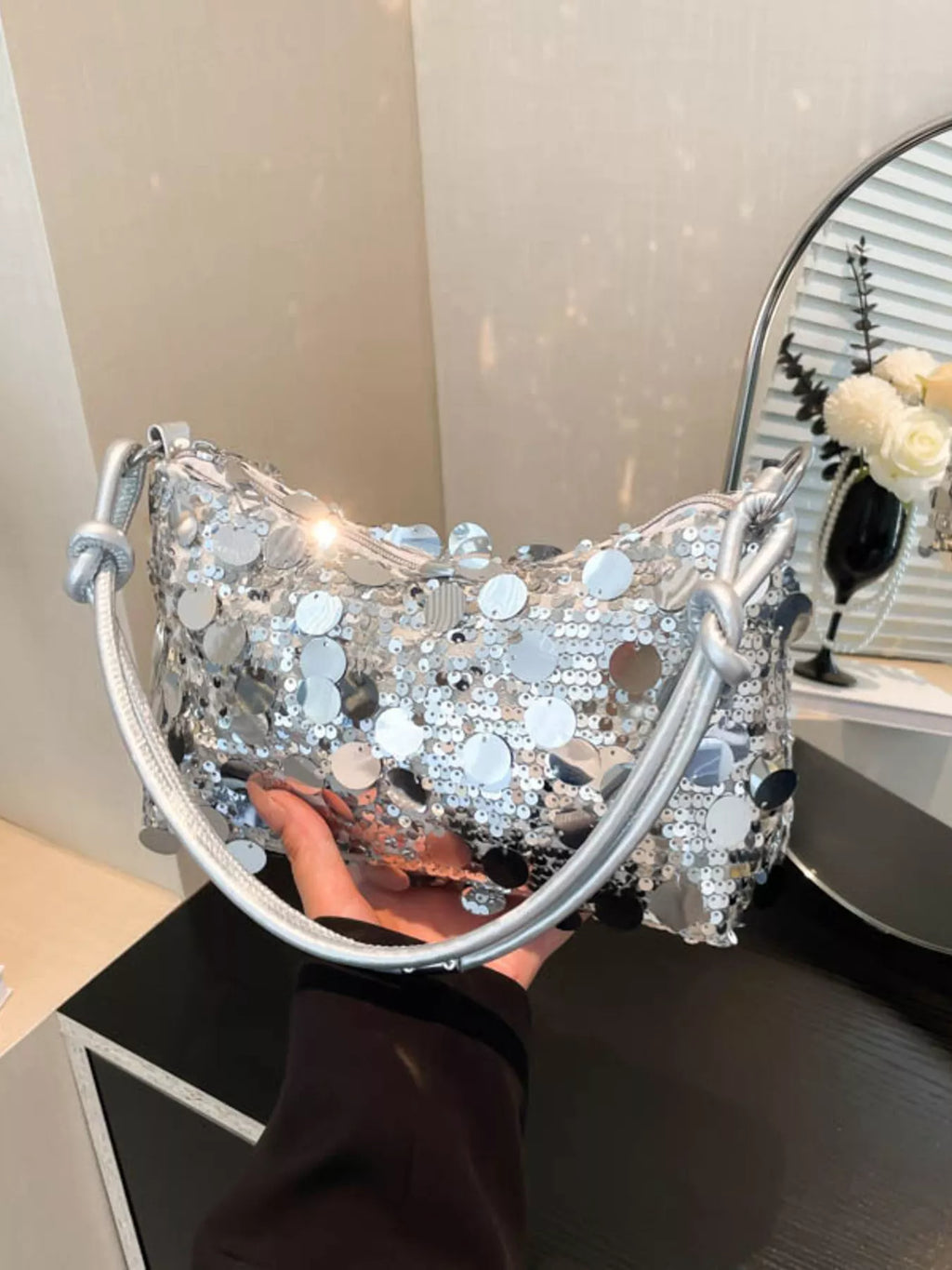 Sequin Embellished Shoulder Bag