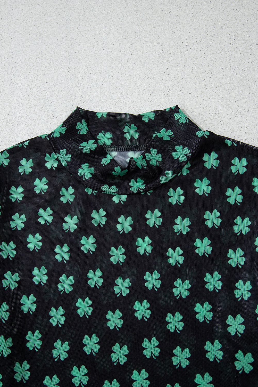 St Patrick Shamrock Mesh Long Sleeve Bodysuit