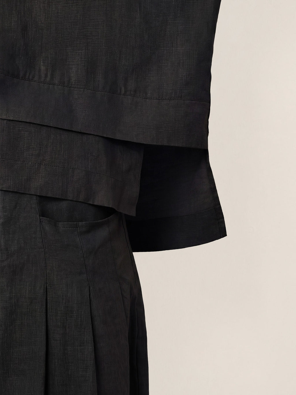 100% Linen Drop Shoulder Asymmetric Layered Hem Overtop VIOLA
