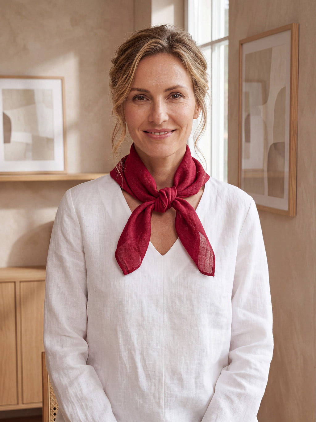100% Linen Hand-Stitched Square Scarf