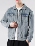 Men's Plus Size Vintage Wash Button Up Denim Jacket