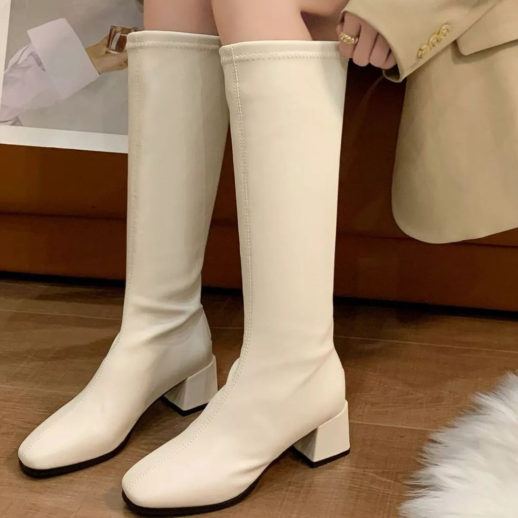 Square Toe Block Heels Boots