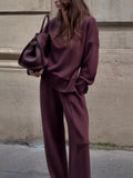 Turtleneck Dropped Shoulder Top and Pants Set