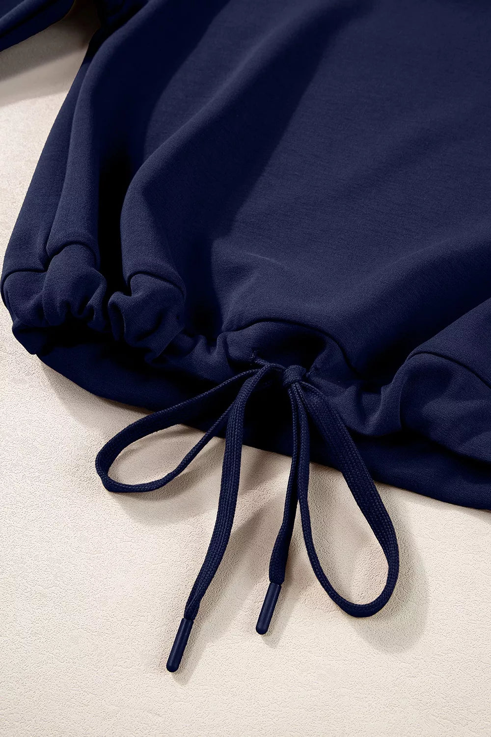 Solid Color Cowl Neck Drawstring Pullover Wide Leg Athleisure Pants Set