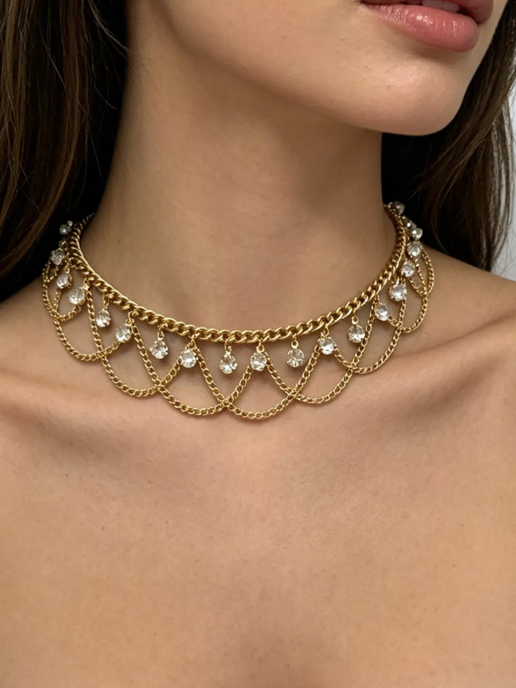 18K Gold-Plated Zircon Chain Necklace