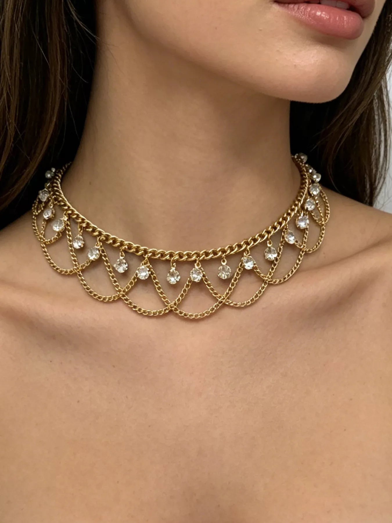 18K Gold-Plated Zircon Chain Necklace