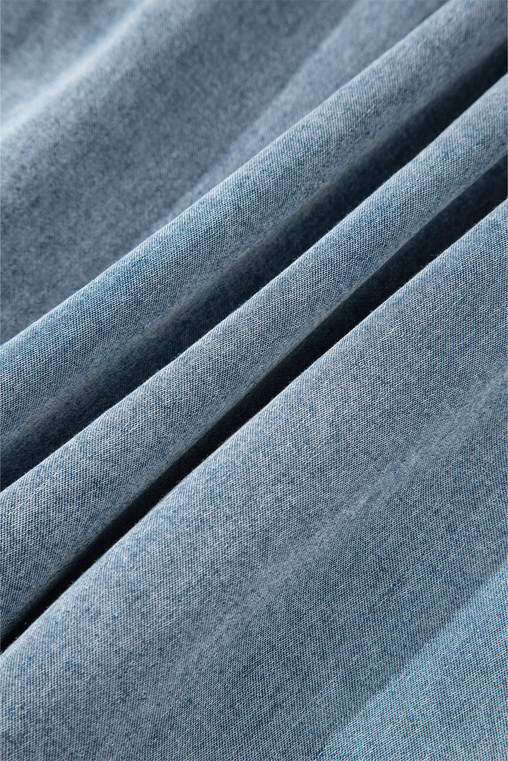 Chambray Bow Neck Sleeveless Ruffle Dress