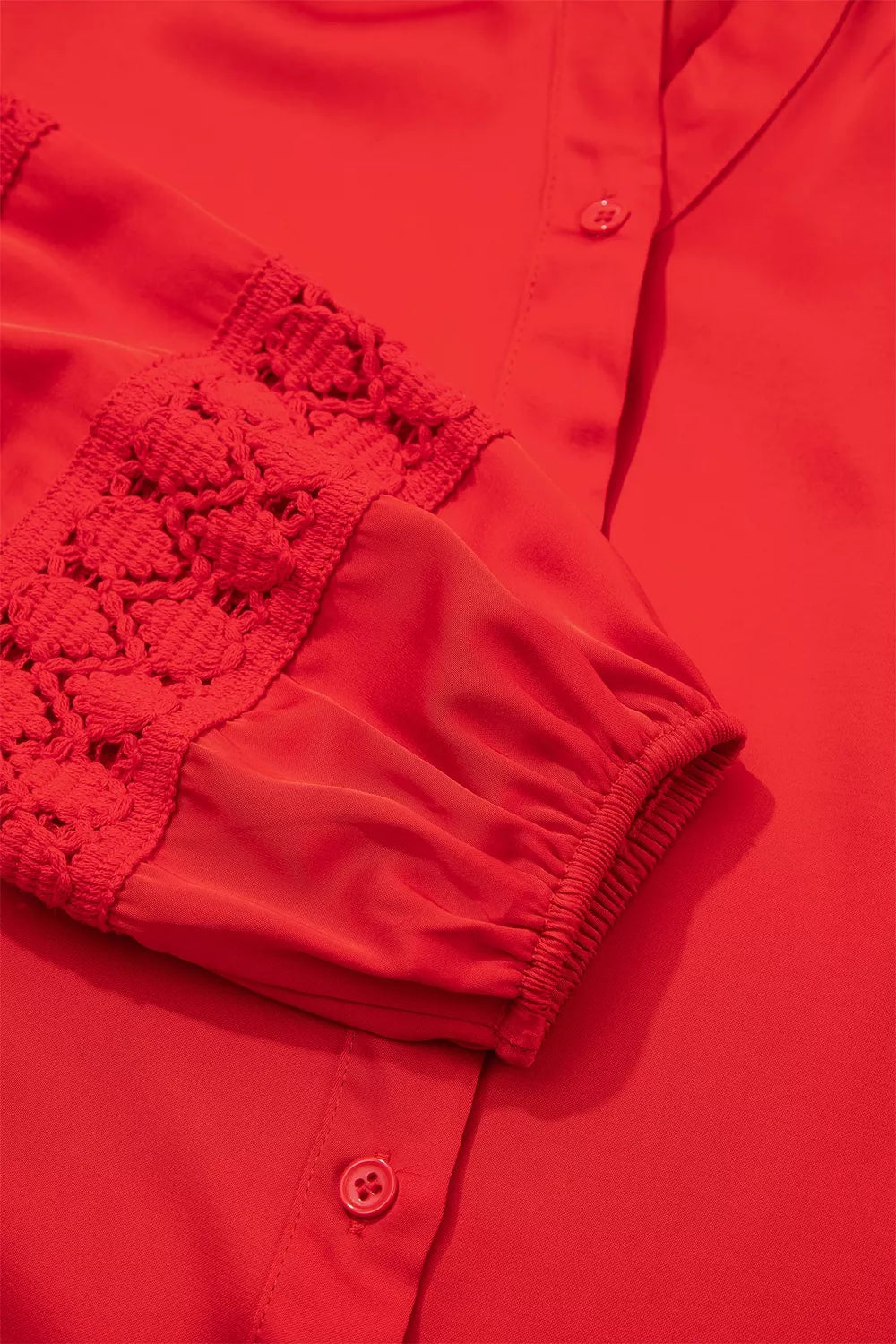 Christmas Patchwork Lace Long Sleeve V Neck Button Front Shirt