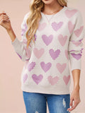 Heart Pattern Pearl Embellishments Sweater