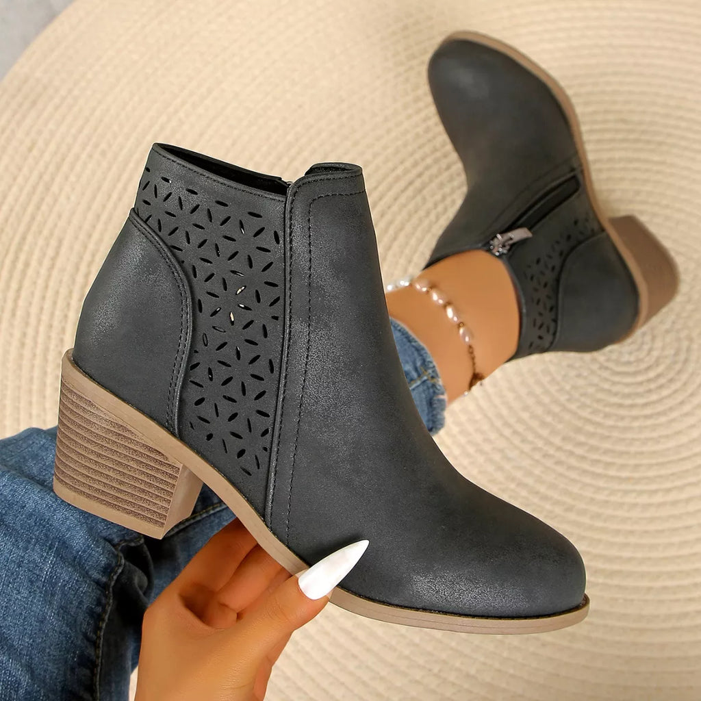 Point Toe Block Heels Boots