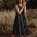 Korean Sweet Dress Summer Linen Solid Color Loose Youthful Small Vest Dress