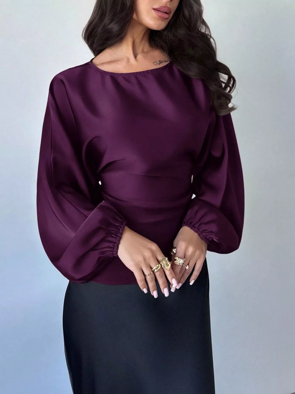 Polka Dot Round Neck Blouse